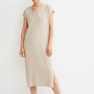 H&M Beige Ribbed Midi Dress